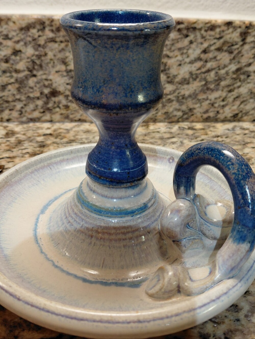 Studio Pottery Glazed Chamberstick Candle Holders Set Of 2 - Picture 3 of 6